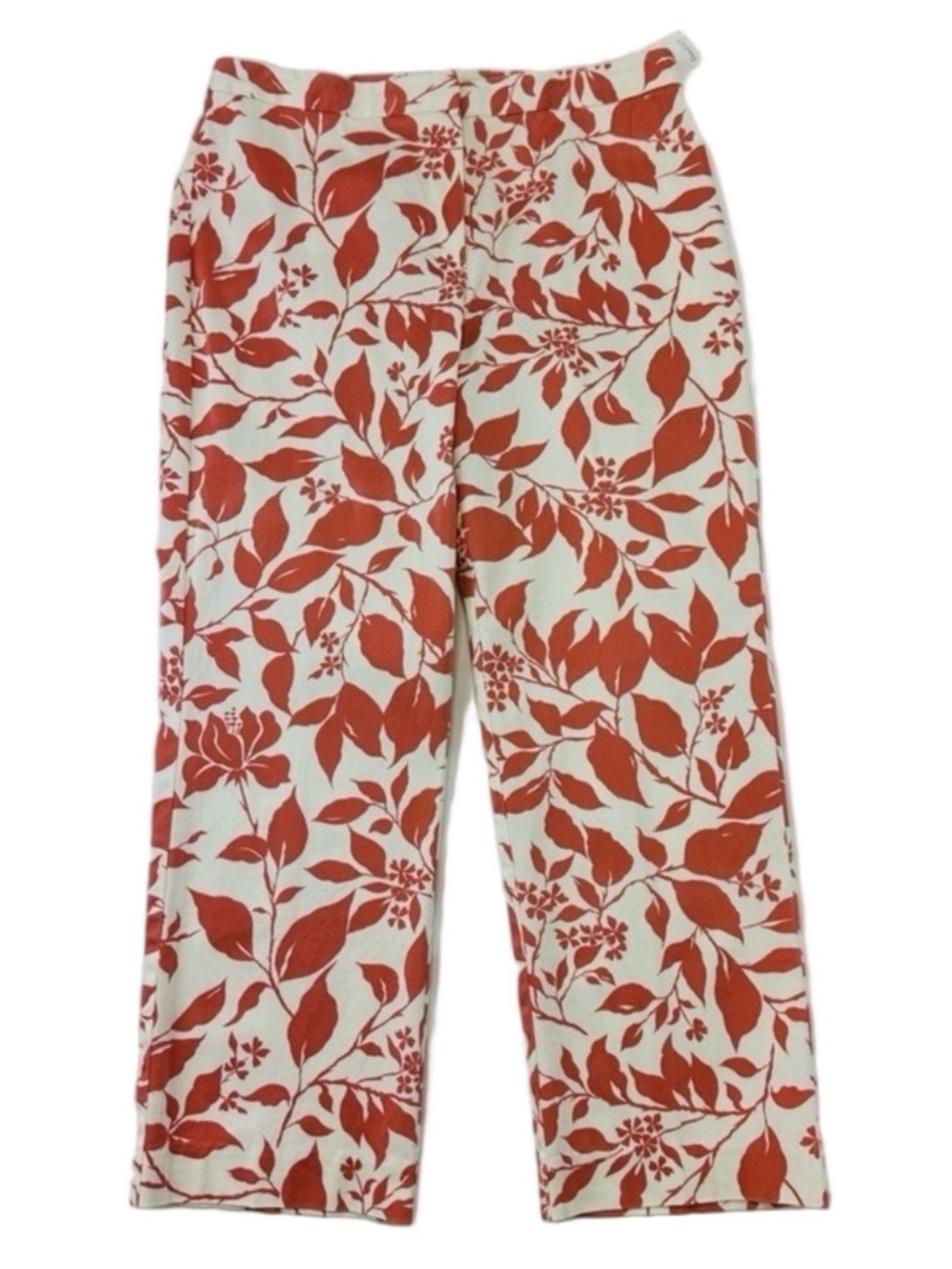 Brooks Brothers crop pant leaf print crop stretch cotton womens Size 10 Summer
